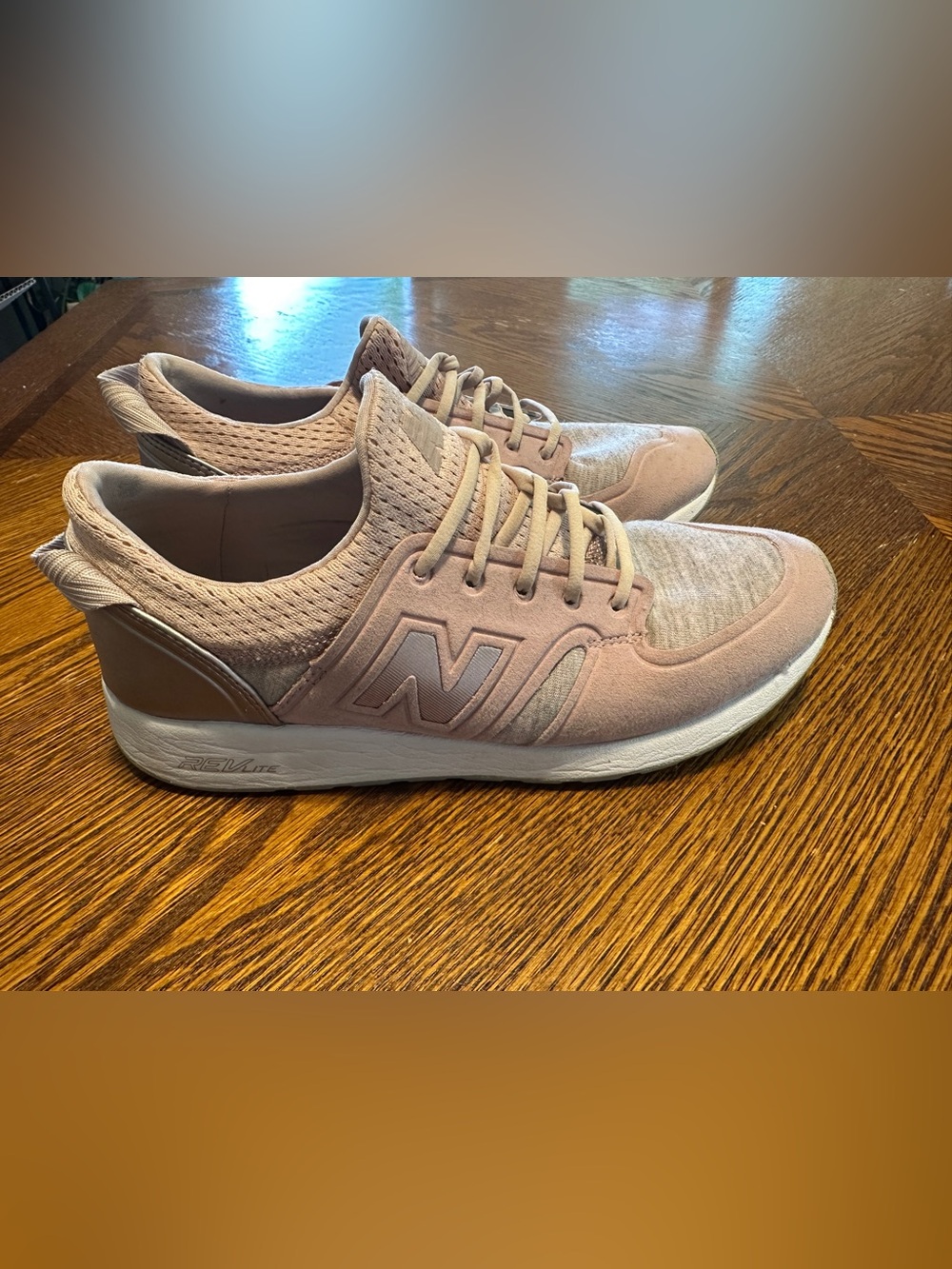 New Balance Women’s Blush Pink Knit & Suede Slip-on Sneakers